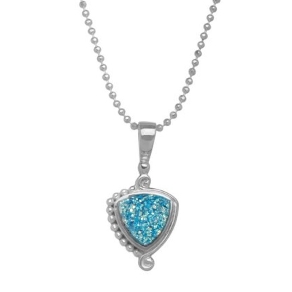 πSajen Silver Paraiba Druzy Crystal Stone Necklac